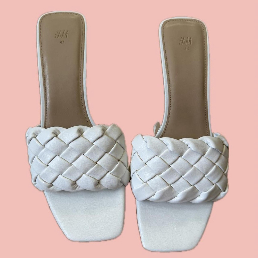H&M White Braided Mules – Size 9
